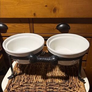 Pottery Barn Dog 🐶 Bowls With Metal Frame